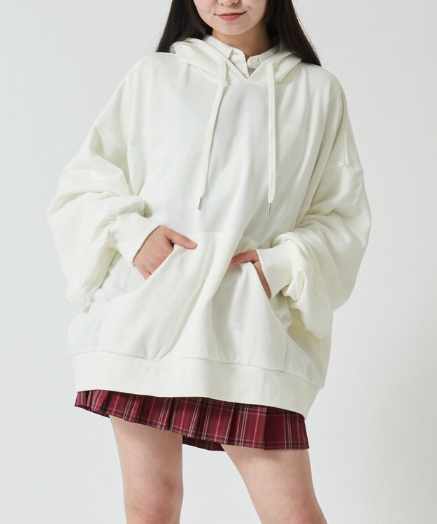 WEGO 【SCHOOLITEM】ルーズフィットプルパーカー オフホワイト