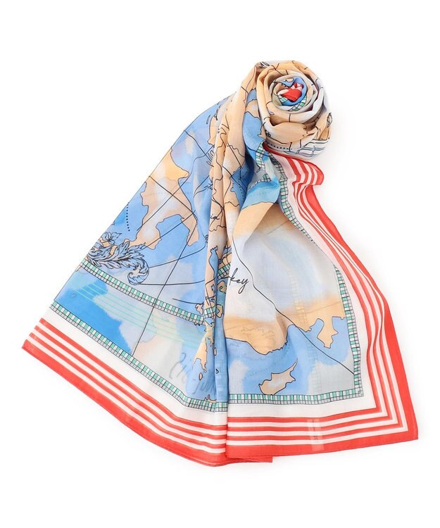 23区 【先行予約】コットンシルク マップ柄 ストール マルチカラー