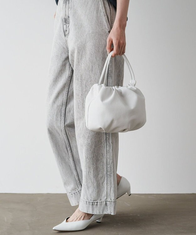 russet レザー巾着4WAYショルダーバッグ(CE-1454) White