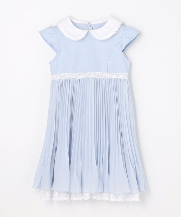 ANY KIDS 【2点セット】リボンボレロジャケット+シフォンプリーツ ワンピース サックスブルー