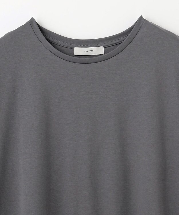 ANY L 【汗ジミ防止加工】シルケットスムースバックギャザーチュニック チャコール