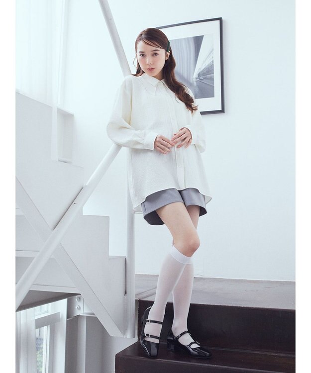 earth music&ecology ダブルカラーシャツ Ivory