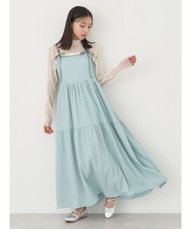 earth music&ecology 表面感肩リボンキャミワンピース Mint