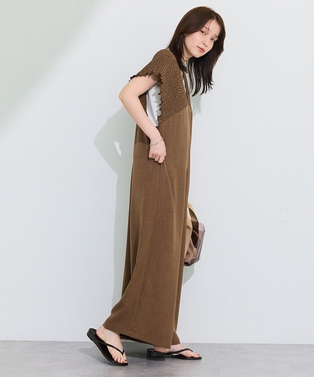 Green Parks シャーリングサロペット Brown
