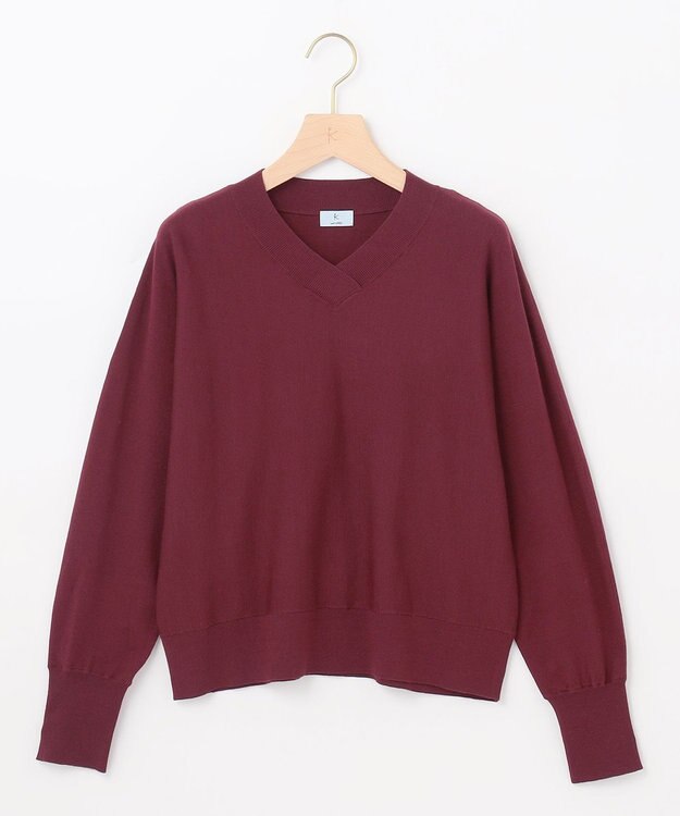 組曲 S 【WEB限定】Vネックドルマンスリーブ ニット ローズ系