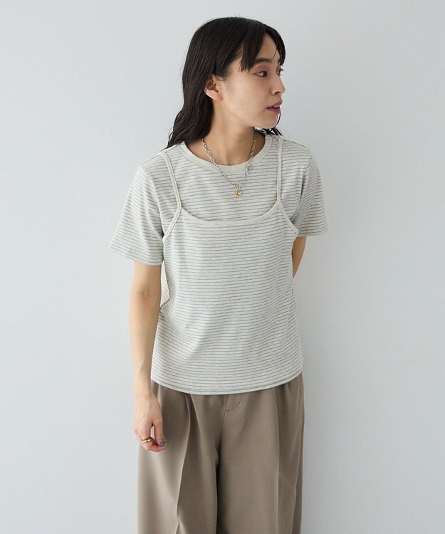 CRAFT STANDARD BOUTIQUE 2点セット/ボーダーキャミ+Tシャツ Light Gray