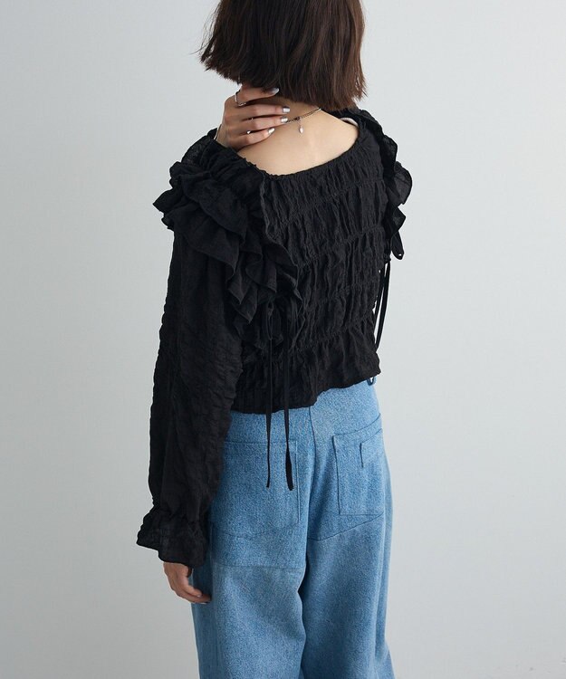 Green Parks ２ＷＡＹフリルブラウス Black