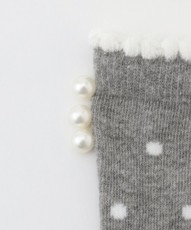 ANY KIDS ハイソックス（ドット&パール） グレー