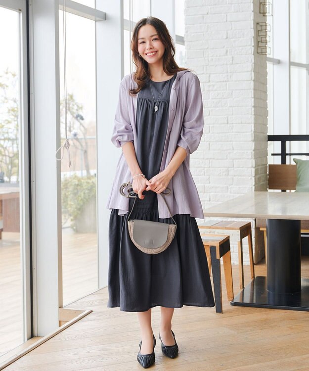 Tiaclasse ラフィアショルダーバッグ グレージュ