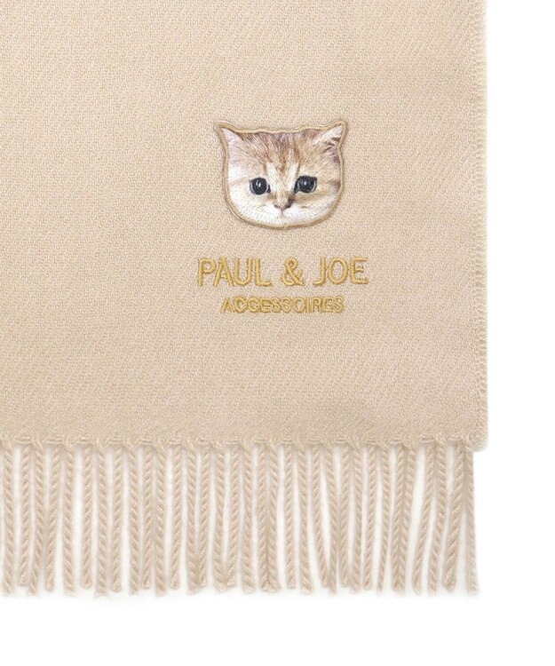 MOONBAT PAUL & JOE ACCESSOIRES ヌネットワッペン付きプレーンムースタッチマフラー（パッケージ入り） ベージュ