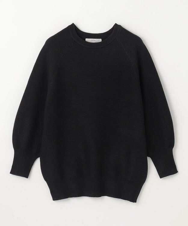 ANY L 【洗濯機可/6色展開】ラウンドネックガーターニット ブラック