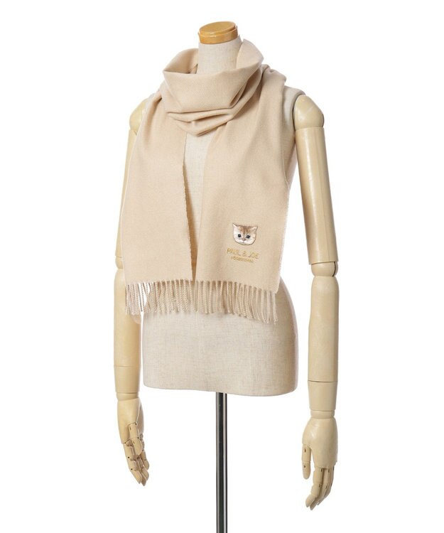 MOONBAT PAUL & JOE ACCESSOIRES ヌネットワッペン付きプレーンムースタッチマフラー（パッケージ入り） ベージュ