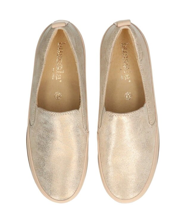 INTER-CHAUSSURES ＜衝撃軽減・防カビ抗菌＞【BUSSOLA】撥水レザースリッポンスニーカー ゴールド
