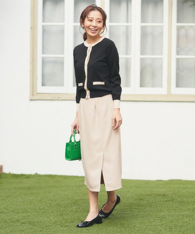 Feroux バイカラー カーディガン ブラック系1