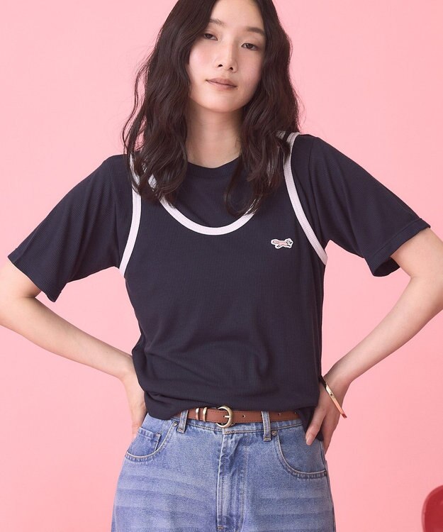 AMERICAN HOLIC 【PENNEY'S】配色タンクトップ+Tシャツ Navy
