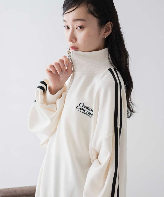 WEGO ラインハーフジップBIGスウェット オフホワイト