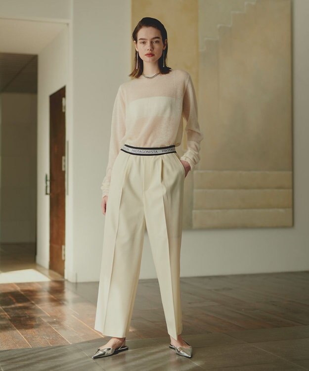 BEIGE， PROTAGONISTA / シアーモヘアニット White