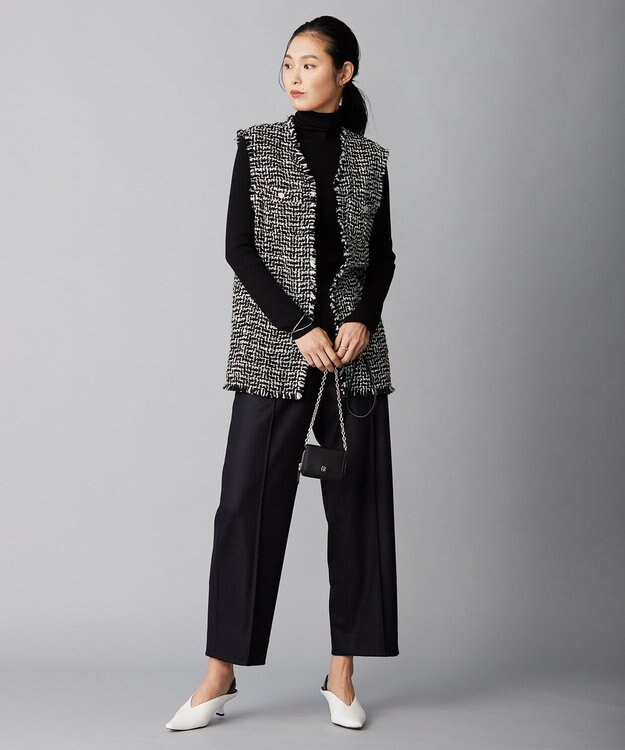 ICB ライトツイード ジレ オフホワイト×ブラック系