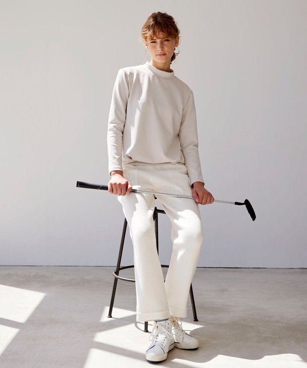 23区GOLF カラバリ豊富な8色展開【23Fondation/WOMEN】長袖 モックネックシャツ ベージュ系