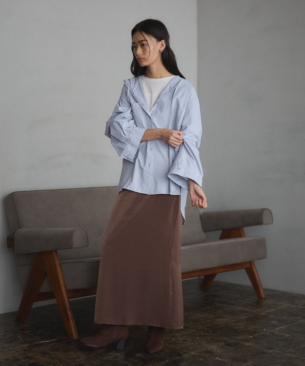 CRAFT STANDARD BOUTIQUE フーディーオーバーサイズシャツ Sax