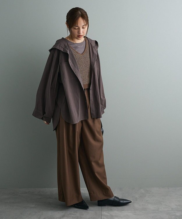 CRAFT STANDARD BOUTIQUE フーディーオーバーサイズシャツ Charcoal Gray