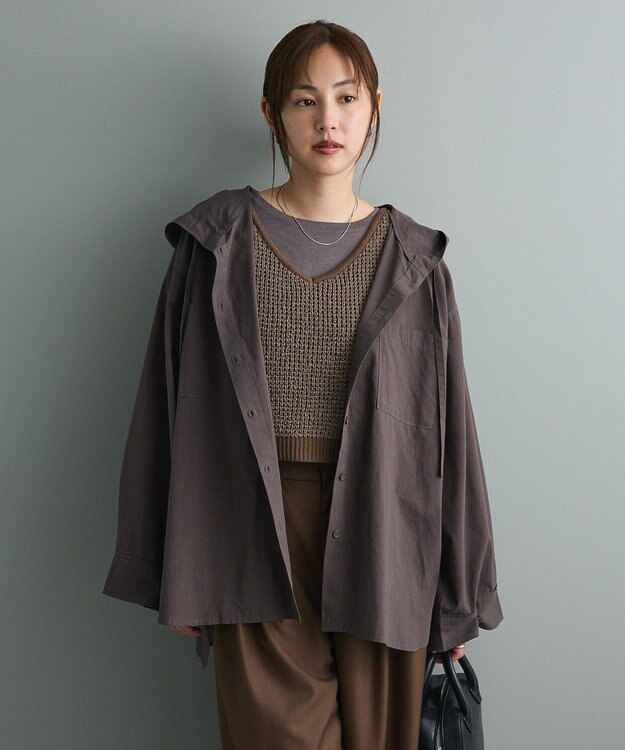 CRAFT STANDARD BOUTIQUE フーディーオーバーサイズシャツ Charcoal Gray
