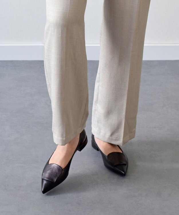 INTER-CHAUSSURES 【FABIO RUSCONI】ローヒールポインテッドトウパンプス ブラック