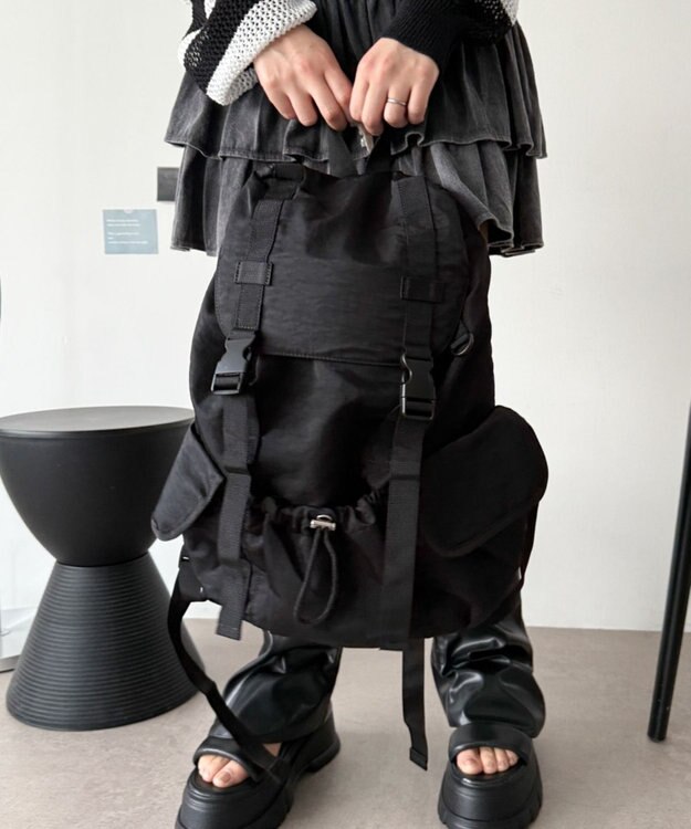 WEGO 【ユニセックス着用ITEM】3ポケットフラップリュック ブラック