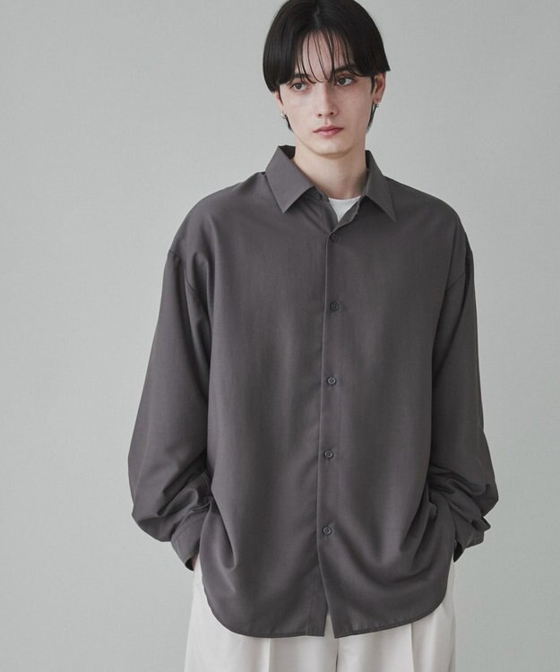 WEGO 【ユニセックス着用ITEM/SMLサイズ展開/冷房対策/紫外線対策】シアーBIGシャツ ダークグレー