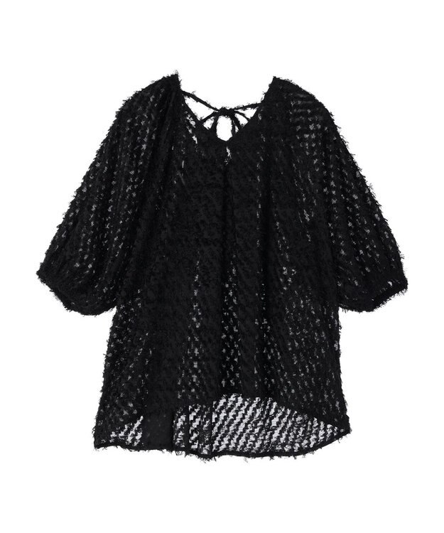 Green Parks AnriettMusee カットジャガードタックブラウス Black