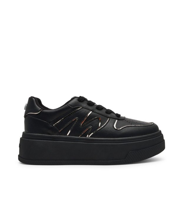 STEVE MADDEN DYNAMO メタルライン厚底スニーカー ブラックピューター