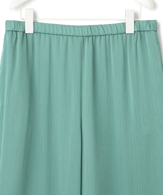 ICB 【接触冷感・洗える】サテンヨウリュウ ワイドストレートパンツ セラドン系