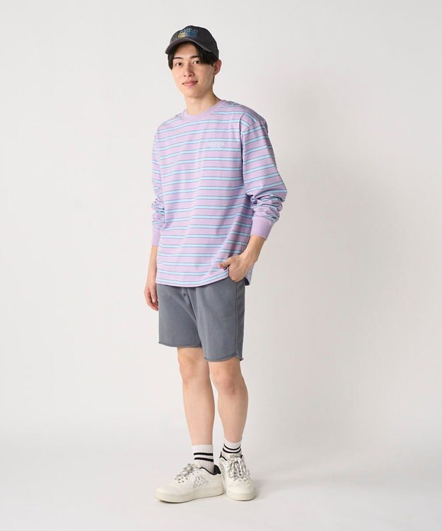 OP／FILA 【Kappa】ウェルネスクラブボーダーロンT ラベンダー