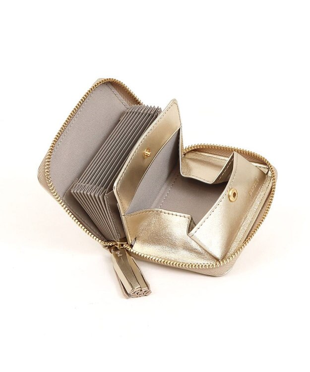 UNBILLION ペルケ perche / マルチスタッズ・ジャバラカードウォレット ライトゴールド