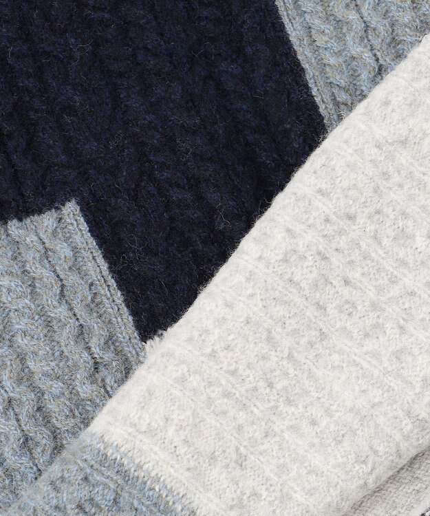 J.PRESS MEN 【Cash Lamb's Wool】クレイジーパターン ケーブルクルーネック ニット ネイビー系3