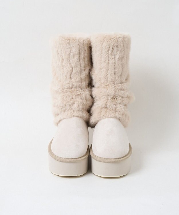 WEGO 【暖かい】2wayムートンタッチブーツ ライトベージュ