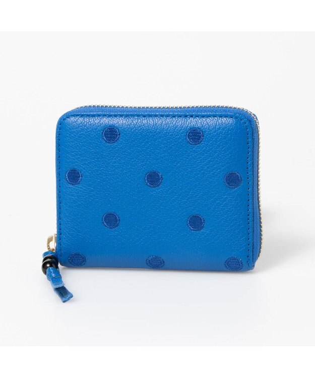 UNBILLION ペルケ perche / ドット刺繍ラウンドパームフィットウォレット ブルードット