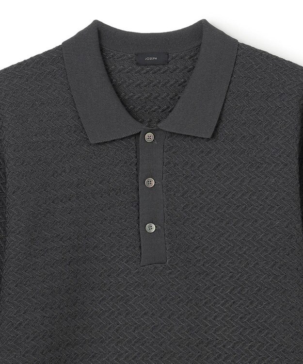 JOSEPH HOMME ヘリンボンボーダー　ポロ グレー系