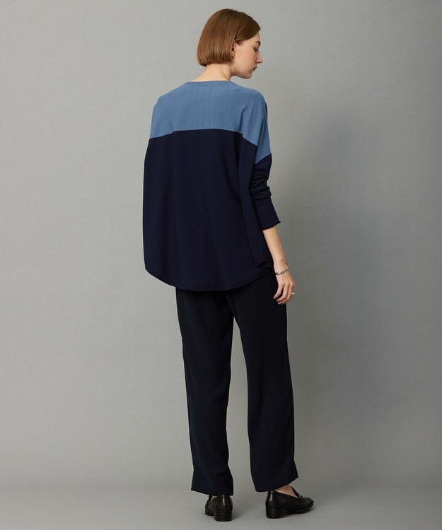 ICB 【洗える】ヴィスコースワイド プルオーバー ライトダルブルー×ネイビー系