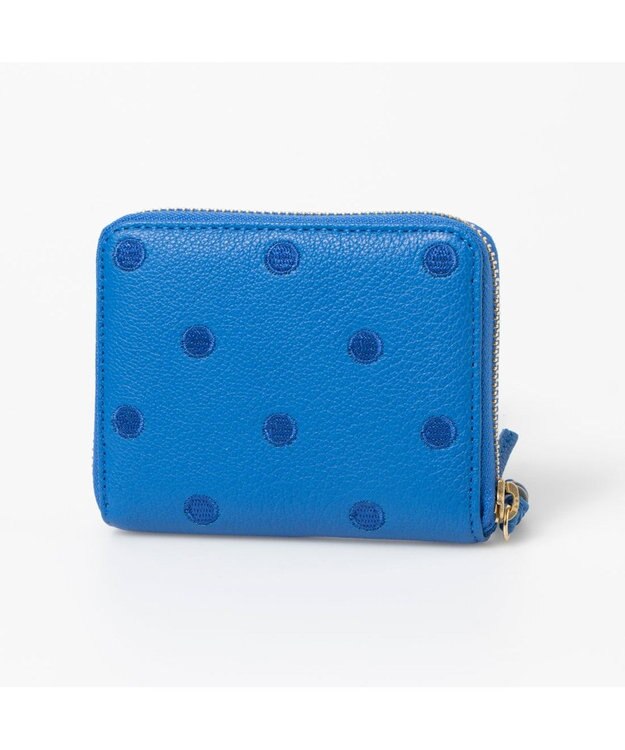 UNBILLION ペルケ perche / ドット刺繍ラウンドパームフィットウォレット ブルードット