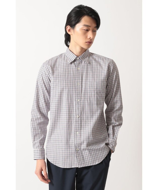 DAKS SIDGRAS ポプリンミニチェックシャツ レッド