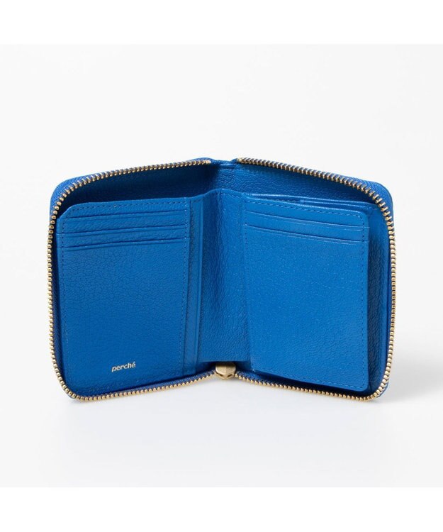 UNBILLION ペルケ perche / ドット刺繍ラウンドパームフィットウォレット ブルードット