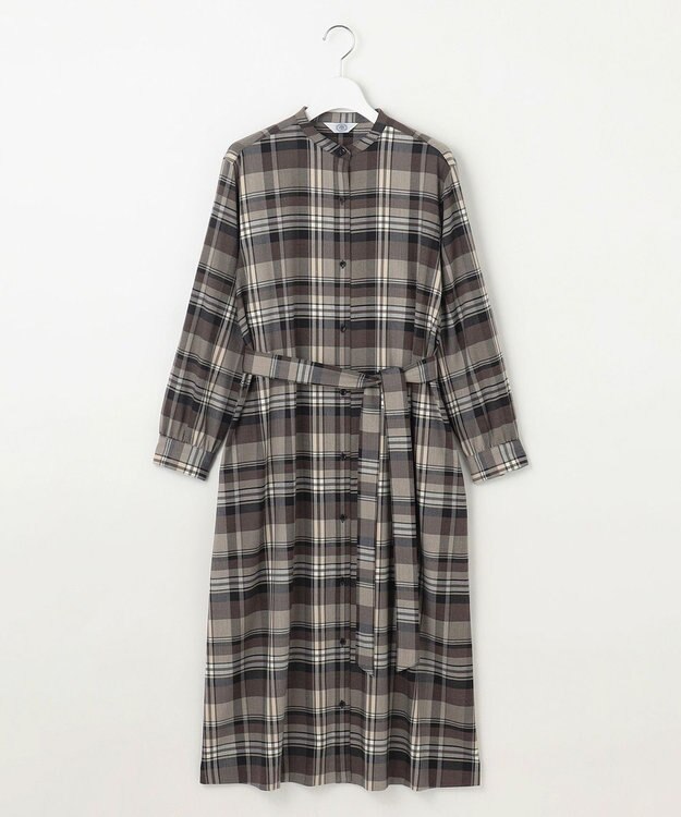 J.PRESS LADIES L 【洗える】テトロンレーヨン/ウール milledタータン ワンピース ベージュチェック系