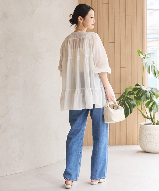 AMERICAN HOLIC シアーティアードロングブラウス Off White