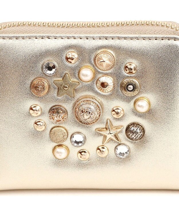 UNBILLION ペルケ perche / マルチスタッズ・ジャバラカードウォレット ライトゴールド