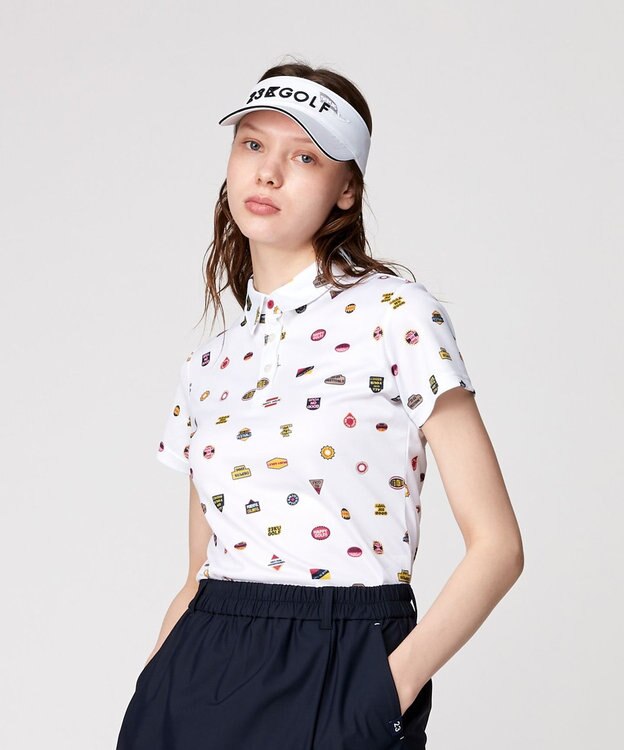 23区GOLF 【WOMEN】【UVケア/吸水速乾】マルチステッカープリント ポロシャツ ホワイト系5