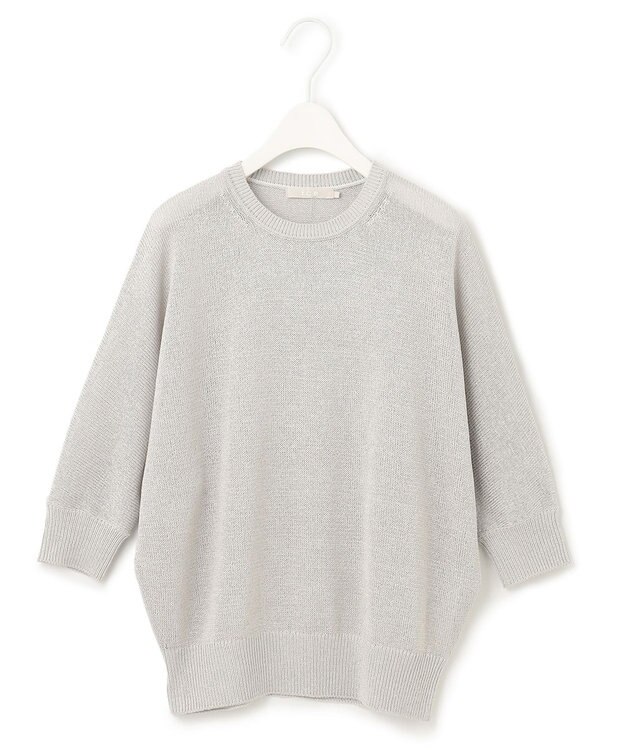 ICB L 【WEB限定カラーあり・洗える】ペーパーブレンドシャインニット 五分袖プルオーバー トープ系