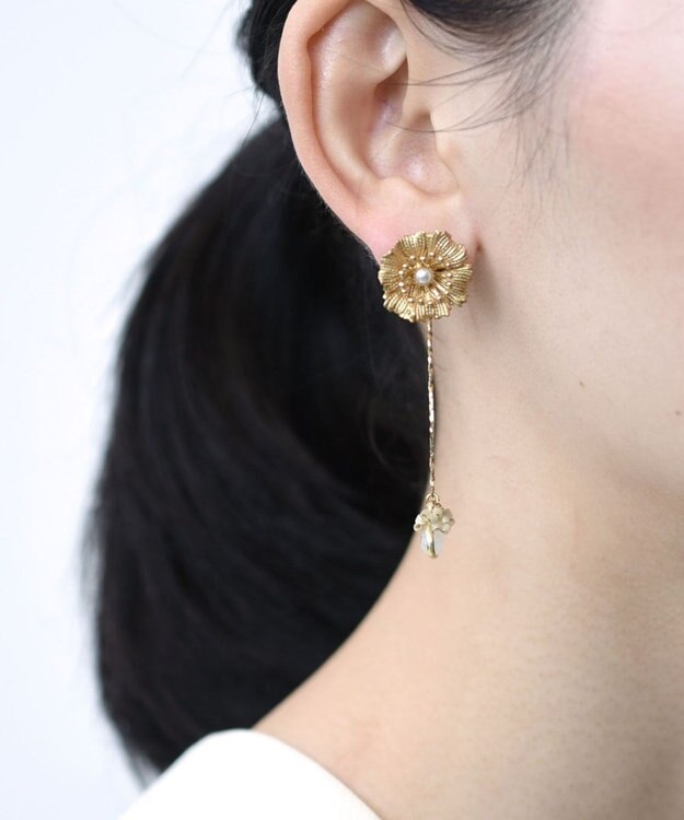 monshiro 【2WAY】アネモネ ピアス ホワイト×ゴールド