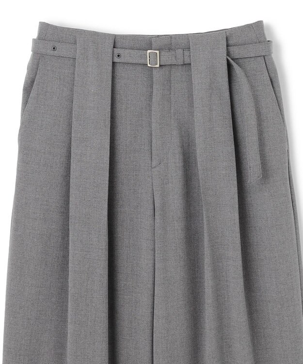 BEIGE， 【セットアップ対応・洗える・Precious 10月号掲載】ZEPHYR / ウールライクタックベルトワイドパンツ Top Gray