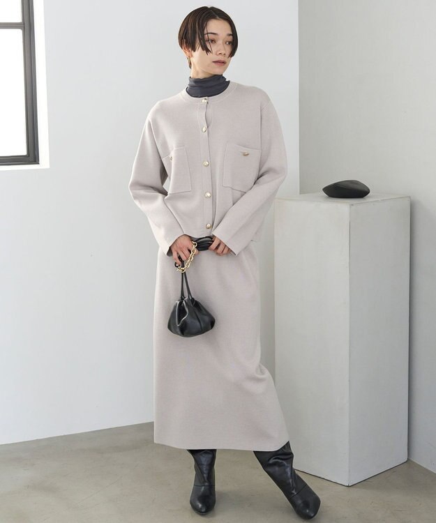 UNFILO 【洗える】ミラノリブスカート グレージュ